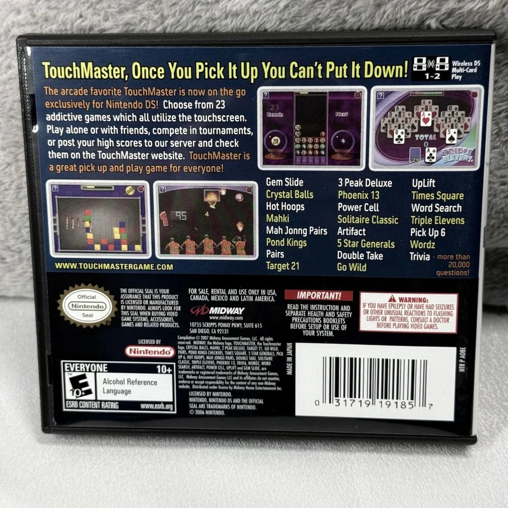 Midway TouchMaster Nintendo DS Black Arcade Puzzle Compilation Game